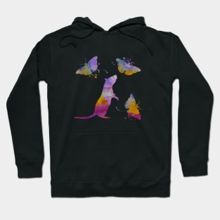 Rat With Butterflies, Colorful Art Hoodie